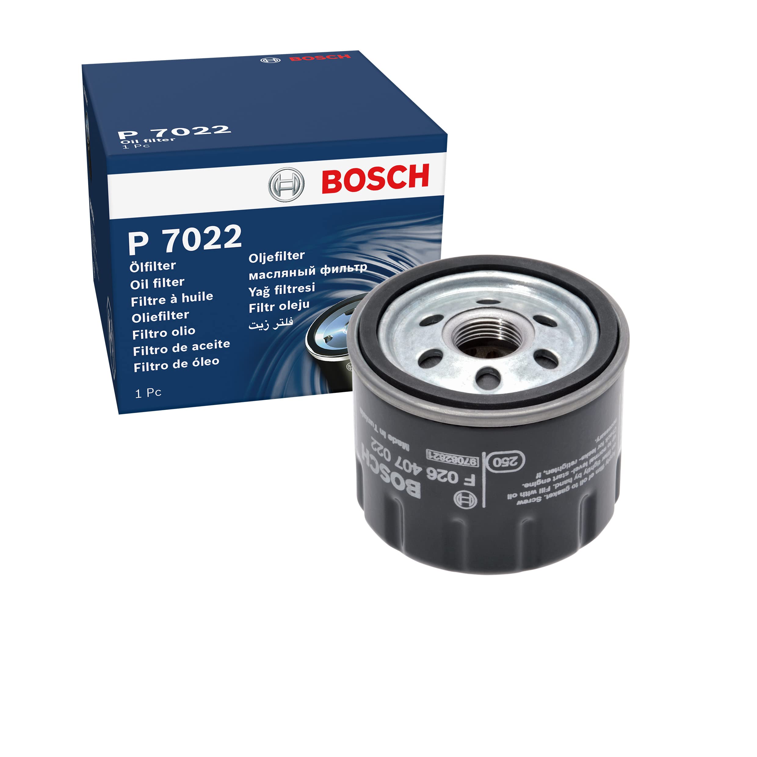 Bosch P7022 Car Oil Filter - Separates Soot and Metal Particles from Engine Oil - Provides Reliable Engine Lubrication