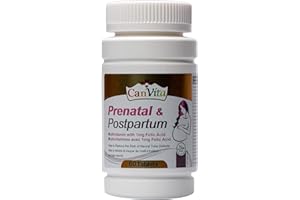CANVITA Postnatal Prenatal Vitamins for Women with Folic Acid 60 Halal Tablets Made in Canada Reduced Risk of Neural Tube Def