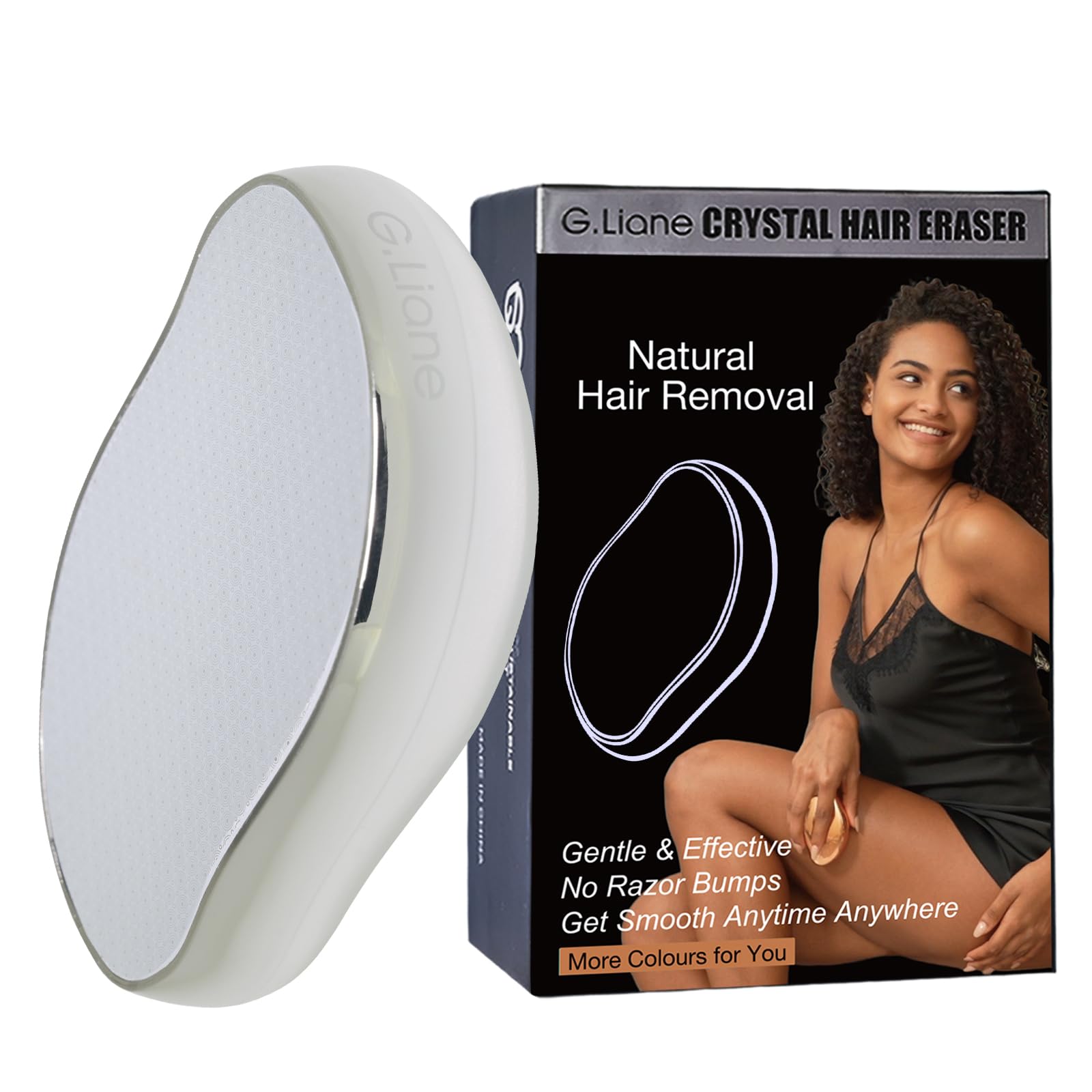 G.Liane Crystal Hair Eraser,Upgraded Painless Crystal Hair Remover,Effective Nano Glass Hair Removal Device and Skin Exfoliation,Body Epilator for Women and Men(Silver)