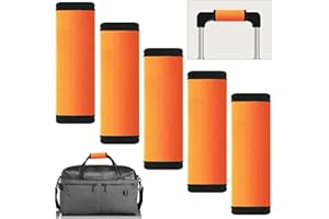 Hibate 5pcs Neoprene Luggage Handle Wrap for Suitcase Identifier Luggage Makers Covers Wraps Travel Accessories - Fluorescent Orange