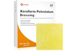 Carbou Medical Xeroform Petrolatum Dressing 2"x2", 25 Individual Pack, Non-Adherent Gauze Pads, Soft Fine Mesh Gauze Patch for Wound Care, Burns, Lacerations, Skin Grafts & Surgical Incisions