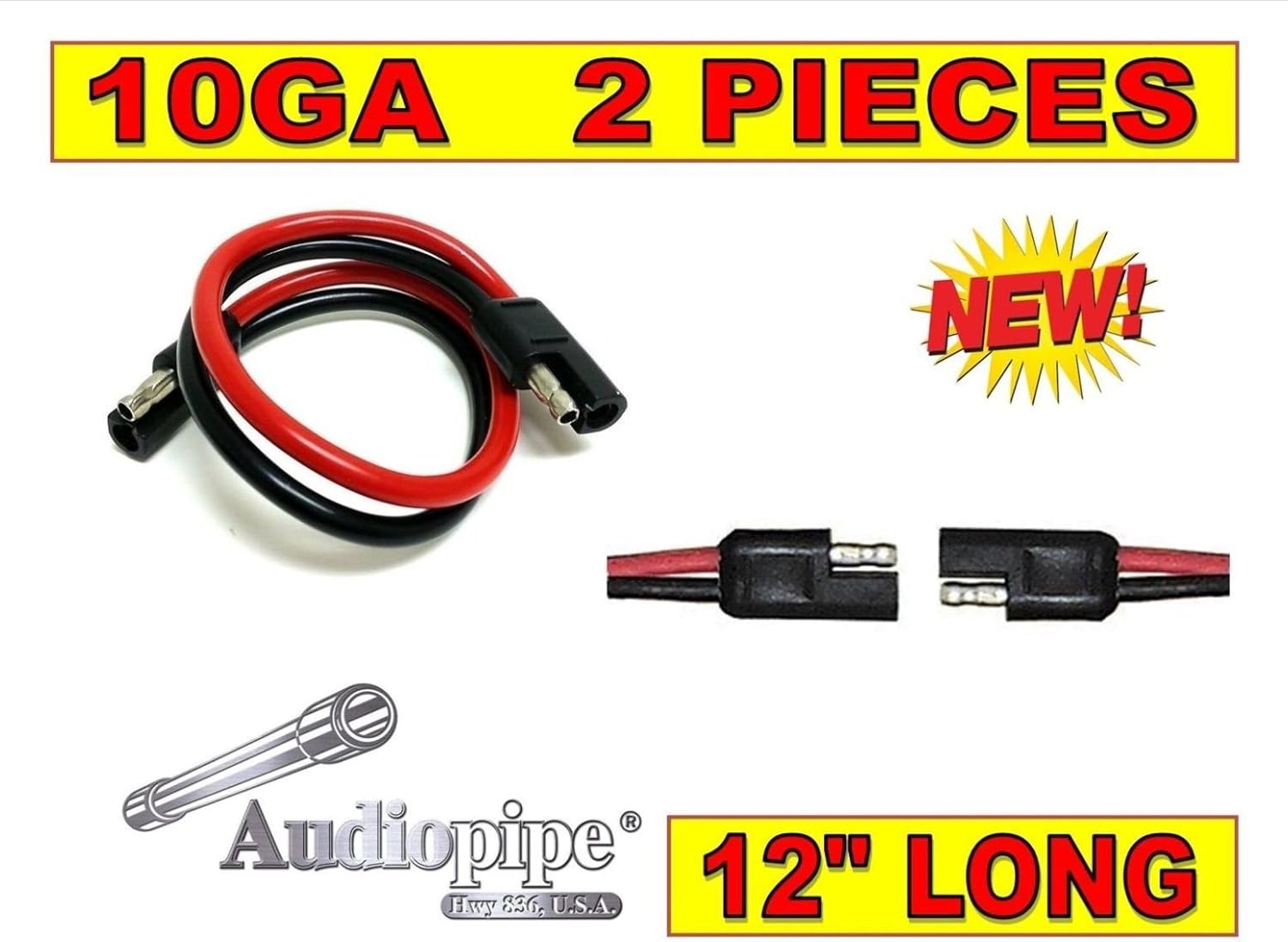 5 pack 12 10 Gauge 2 Pin Quick Disconnect Audiopipe Polarized Wire Harness