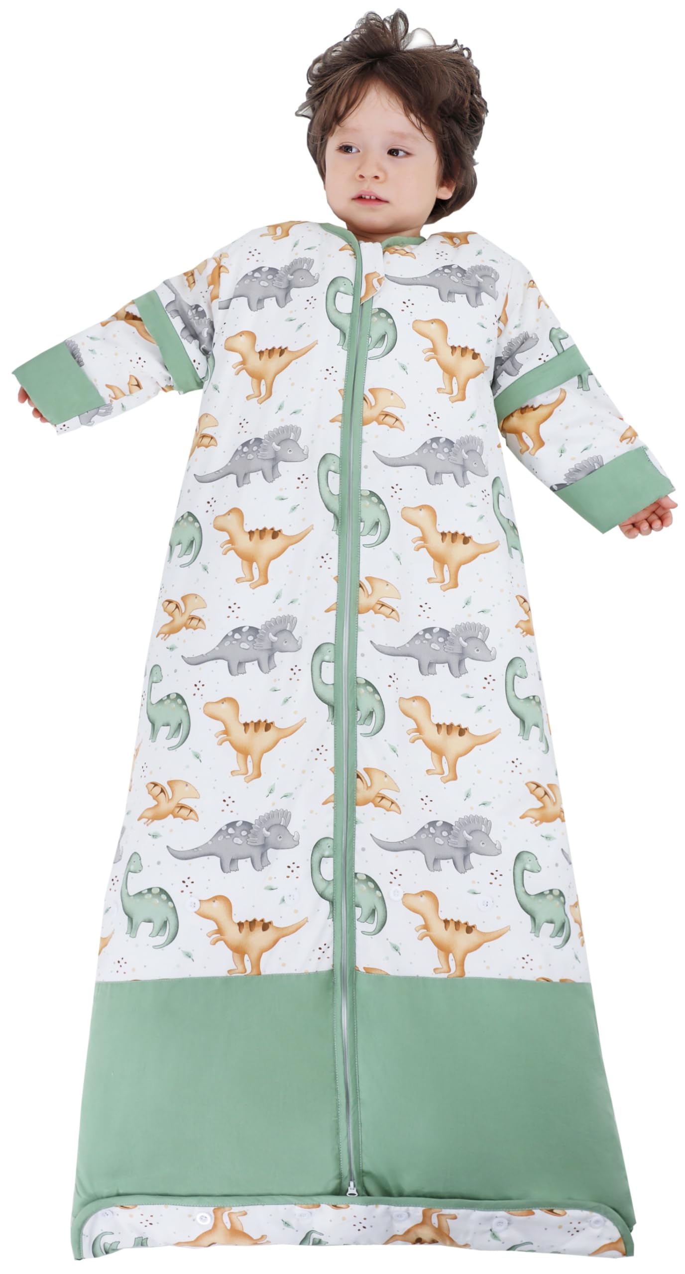 Chilsuessy Baby Sleeping Bag 2.5 Tog Winter Sleeping Sack Wearable Blanket Kids,Adjustable Length,Removable Sleeves,Toddler Sleeping Bag for Boys Girls, 2.5 Tog/Dinosaur, 150cm/6-9 Years — image 1