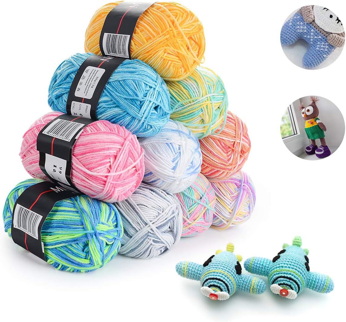 Laine à Tricoter Multicolore, ilauke 6*50g Pelotes de Laine en