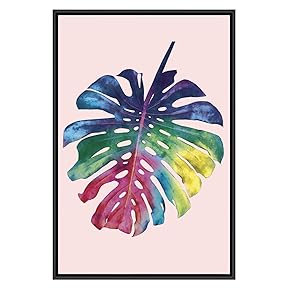 SIGNWIN Framed Canvas Wall Art Multicolor Rainbow Tropical...