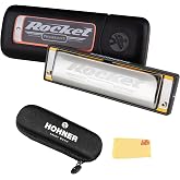 Hohner Progressive Rocket Harmonica - Key of C Major | Bundle with Case, Pouch, and Austin Bazaar Polishing Cloth