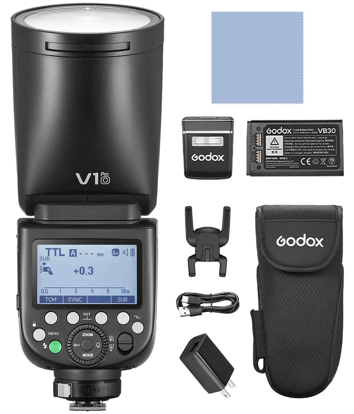 GODOX V1 PRO O Camera Flash 2.4G Wireless Speedlite 1/8000s HSS 1.3s Recycle Time with M/TTL Flash Mode Sub Flash Speedlight Type-C Powered Compatible with OM SYSTEM Cameras