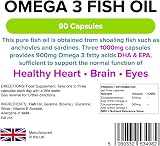 Lindens Omega 3 Fish Oil Capsules 90 Pack 3000mg UK Made Heart Brain Eyes view 2
