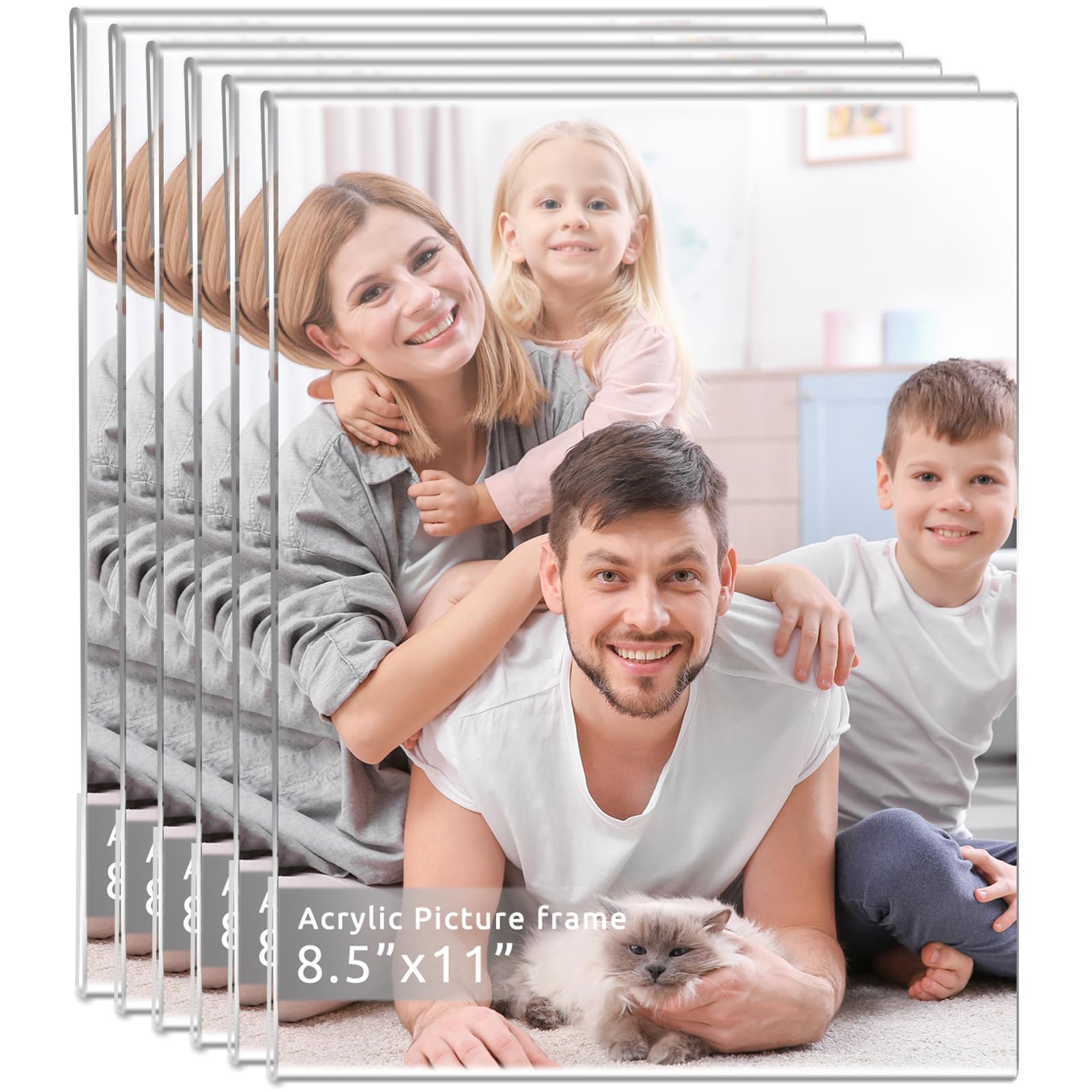 Photo 1 of DZZ Clear Acrylic Frames, Set of 6 - High Transparent 8.5 x 11 Picture Frames for Wall, Photo Poster Canvas Certificate Document Gallery