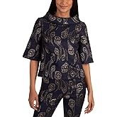 Trina Turk Womens Jacquard Roll Neck Top