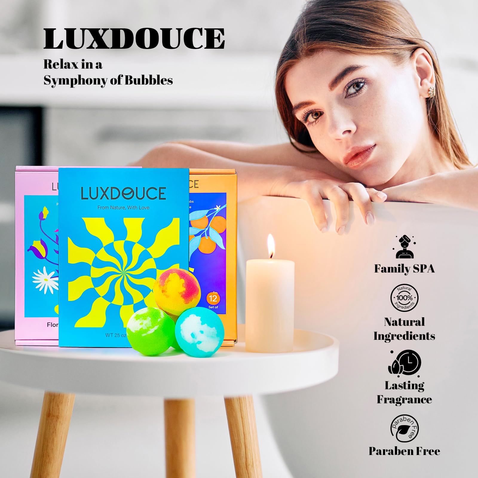 Bath Bombs Gift Se, 24 Pack Bubble Bombs with 12 Unique Scents, Floral & Fruity Collections, Skin-Soothing & Mood-Enhancing, Spa Gifts for Women, Wife, Stress Relief & Relaxation
