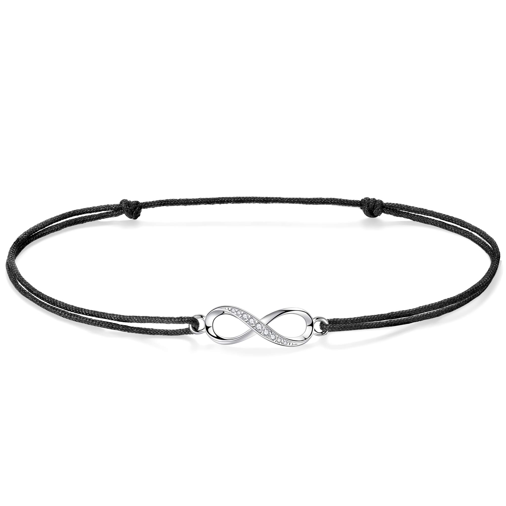 Infinity Anklet for Women Girls Sterling Silver Thread Rope Anklet Handmade 34cm Adjustable Love Friendship Gift