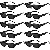SUNOVELTIES 10 Pack Rectangle Sunglasses for Women Retro Narrow Square Glasses 90s Aesthetic Vintage Eyewear Uniex Adult