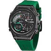 TEARTRACE Men’s Watches Analog Digital Quartz Waterproof Sport Watches for Men Chronograph Alarm Multifunctional Wrist Watch with Silicone Strap