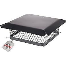 Photo 1 of Galvanized Steel Chimney Cover - Black, Single Bolt-On Chimney Flue Cover with Hood Plate, Fits on Existing Flue Tiles (19" x 19")