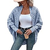 CHICME Cardigan Sweaters for Women Waffle Knit Coat Batwing Long Sleeve Open Front Long Cardigans Outerwear