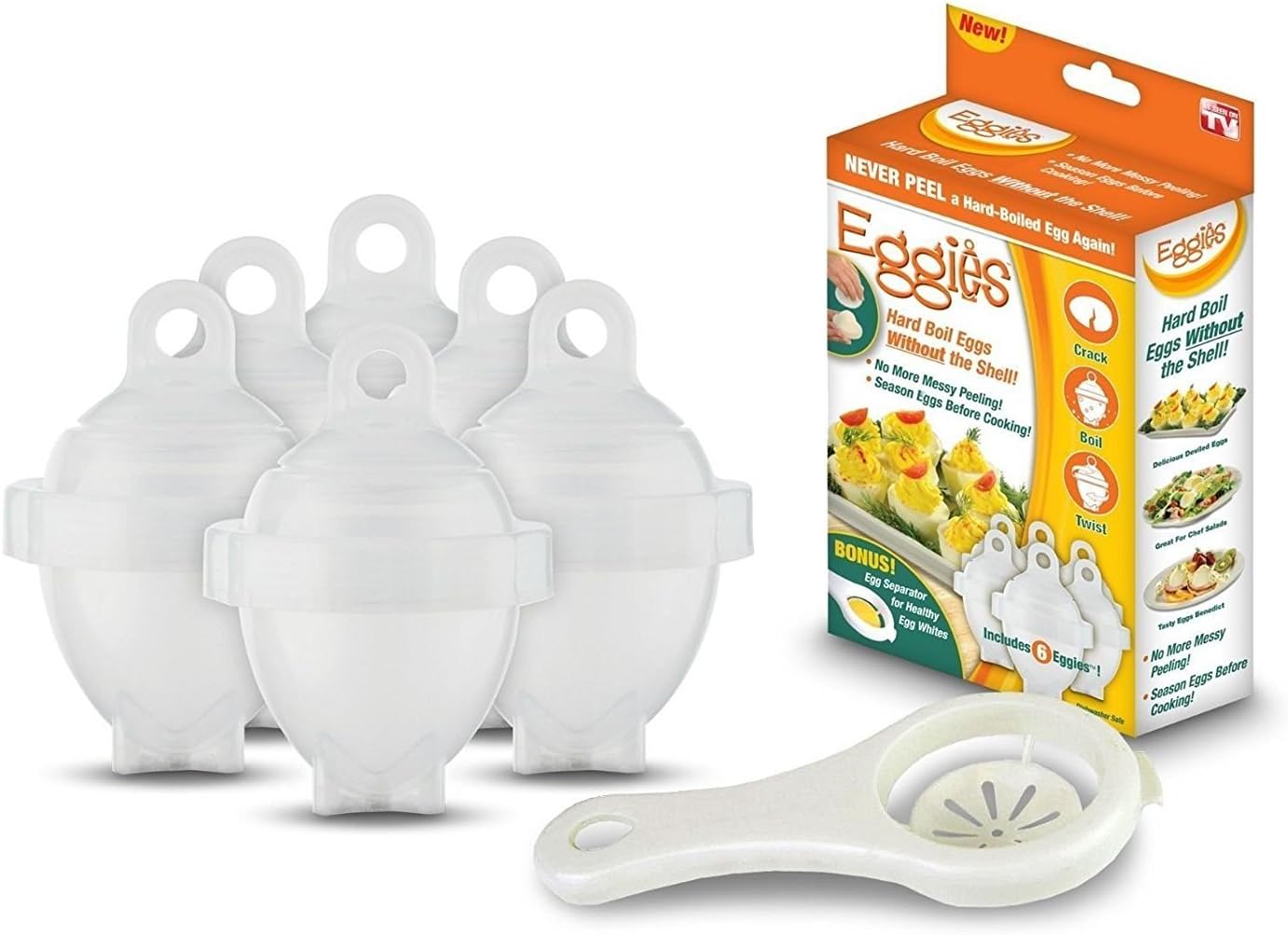 Eggies New Hard Boil Egg Cooker 6 with Bonus Egg White
