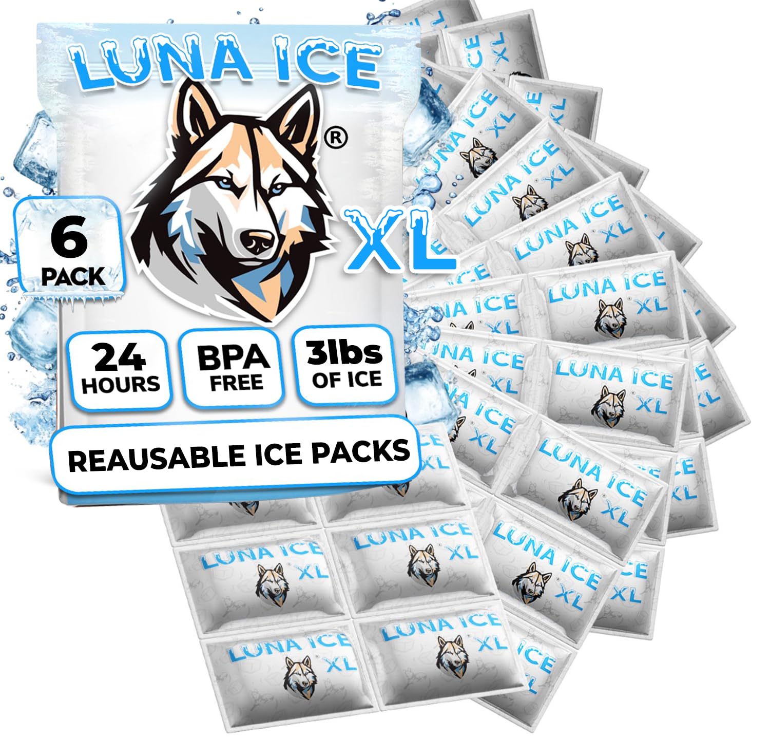 Photo 1 of Dry Ice Packs for Shipping XL - Long Lasting ice Packs - 24+ Hour Freeze Power - BPA Free - 6 Pack Bulk 3 lb – Hielo Seco - Reusable Gel Bricks for Food