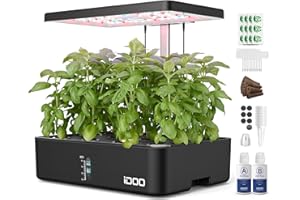 iDOO Hydroponics Growing System Kit 12Pods, Indoor Herb Garden System, with LED Grow Light, Built-in Fan, Auto-Timer, Adjustable Height Up to 11.3", for Home School, for Women Mom