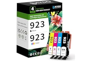 Skydo 923e 923 Ink Cartridges (with Chip) Combo Pack Replacement Compatible for HP 923XL Ink Cartridges Work with OfficeJet P