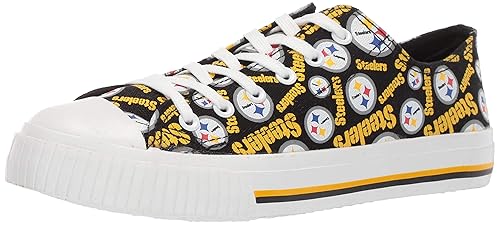 FOCO Pittsburgh Steelers NFL Womens Low Top Repeat Print Canvas Shoes - 10