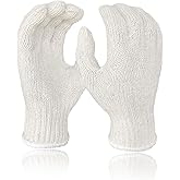 GSAFEME 12 Pairs Cotton Glove Liners for BBQ, Cooking, Grilling, Food Handling - Safety Work Gloves Hand Saver, Large