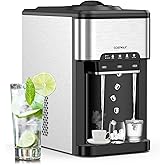 COSTWAY Water Dispenser with Ice Maker, Hold 3-5 Gallon Bottle, 3-in-1 Countertop Top-Loading Hot Cold Water Cooler Machine f