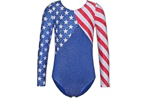 TFJH E One-Piece Sparkle Long Sleeve Gymnastics Leotard for Girls Athletic Tank Bodysuit 3-14Y