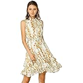 Allegra K Women's Floral Chiffon Dresses Smocked Mini Sleeveless A-Line Dress