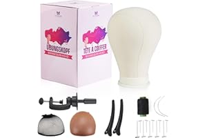 Neverland Beauty & Health 23 Inch Wig Head Wig Stand with Head - Canvas Mannequin Head for Wigs,Manikin Head Block Set for Wigs Making Display with Wig caps,T Pins Set ,Hair Clip