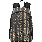M YESCUSTOM Camouflage Vintage USA Flag Deer Leaves School Backpack Water Resistant Daypack Laptop Backpacks for Students Boys Girls…