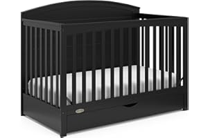 Graco Bellwood 5-in-1 Convertible Crib with Drawer (Black) - GREENGUARD Gold Certified, Full-Size Storage Drawer, Converts to