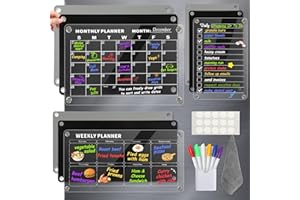 EIIOVCNYA Clear Acrylic Calendar Planning Board Set Magnetic Weekly Monthly Planner Menu