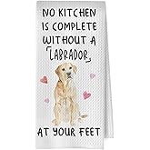 XIVENHAVM Yellow Labrador Kitchen Towels - Funny Yellow Lab Gifts Decorative Waffle Dish Towels, Labrador Dog Gifts Hand Towel, Dog Mom Tea Towel, 16x24 Inch