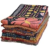 ANB ELEVATING EVERYDAY LIVING Indian Mix Lot Whole Sale Tribal Kantha Quilts Vintage Cotton Bed Cover Throw Old Assorted Patches Made Rally Vintage Assorted (Pack of 3)