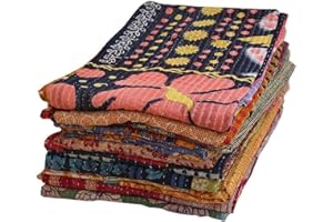 ANB ELEVATING EVERYDAY LIVING Indian Mix Lot Whole Sale Tribal Kantha Quilts Vintage Cotton Bed Cover Throw Old Assorted Patches Made Rally Vintage Assorted (Pack of 3)
