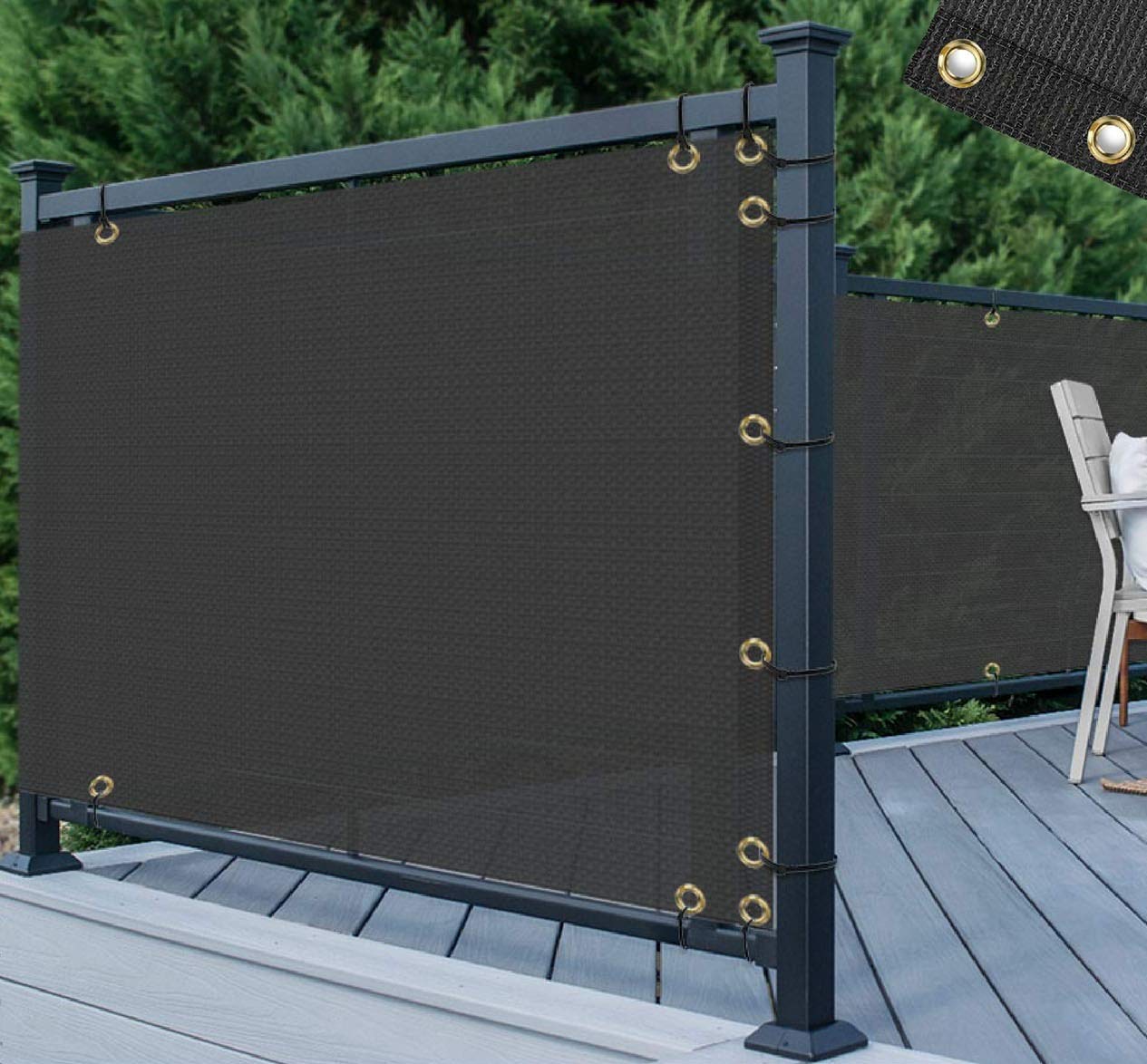TANG 3' x 25' Black Residential Commercial Privacy Deck Fence Screen