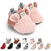 Ohwawadi Infant Baby Boys Girls Slippers Cozy Fleece Booties Soft Bottom Warm Cartoon Socks Newborn Crib Shoes