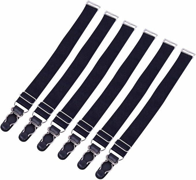 FEESHOW Elastic Garter Belts Clip Corset Holders Straight Uniform Shirt
