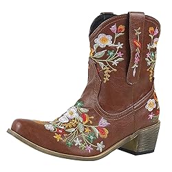 Hbeylia Cowboy Boots For Women Vintage Embroidery