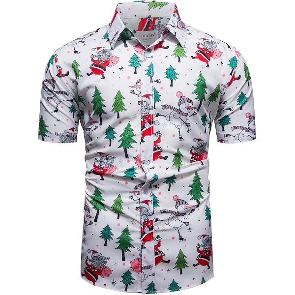 Hawaiian Shirt For Men - Cat Footprint Heart Print Short Sleeve Aloha Beach Shirt, Large