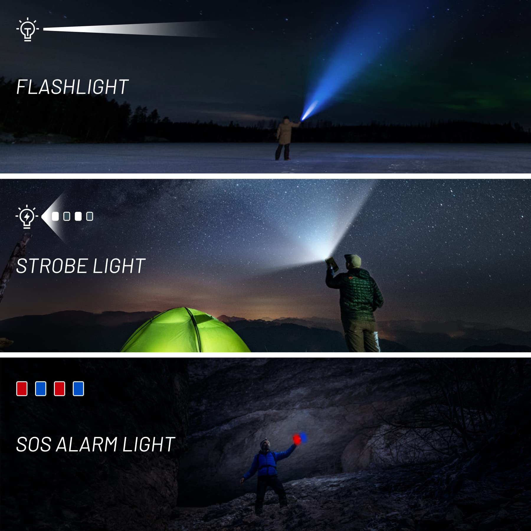 Wiederaufladbare LED Campinglampe, 3 Lichtmodi, IP65 wasserdichter Bluetooth Lautsprecher, 5000mah AM UKW Kurbelradio mit Handyladefunktion Solar, Taschenlampe, Stroboskoplicht, SOS Alarm 7