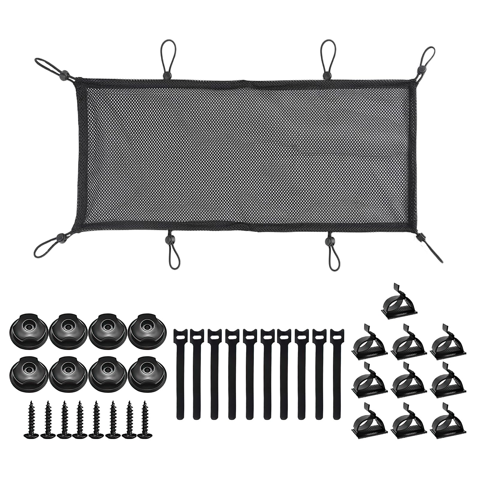 LongZYU Under Desk Cable Management Tray - Flexible Black Cable Organizer With 8 Holders, 8 Screws, 10 Ties and Clips