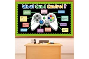 LONFLINESS Growth Mindset Video Game Theme Bulletin Board Set Things I Can Control Positive Back to School Bulletin Decor for Classroom Mental Health Inspirational Gamer Cutouts for School Chalkboard Wall Decor