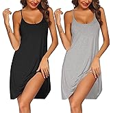 Ekouaer 2 Pack Nightgown for Womens Nightshirt Sleepwear Sleep Tank Chemise Racerback Sleeveless Dress