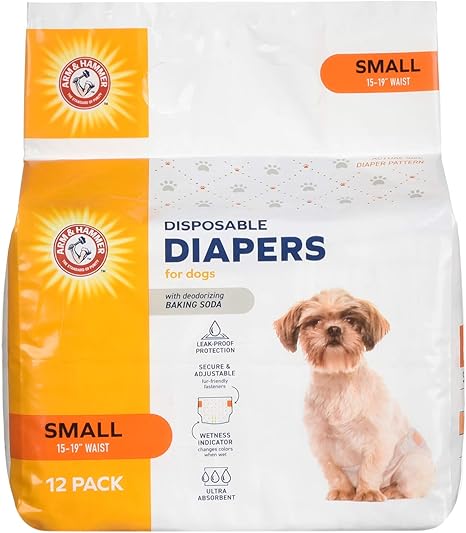 Amazon Com Arm Hammer For Pets For Pets Female Dog Diapers Size Small 12 Count Ultra Abosorbent Adjustable Girl Dog Diapers With Leak Proof Protection And Wetness Indicator Ff13875 Pet Supplies