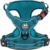 PoyPet No Pull Dog Harness Reflective Easy On Front Back Leashes XL