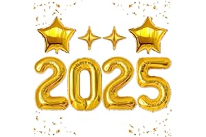 HIPARTY 42inch Large 2025 Balloon Numbers, with star balloon for New Years Eve Party Supplies, New Years Decorations, Gold Foil new years eve balloons, nye decorations 2025