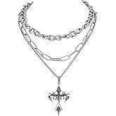 Sacina Gothic Layered Cross Pendant Necklace, Goth Emo Grunge Necklace, Goth Jewelry, Halloween Christmas Jewelry Gift For Women