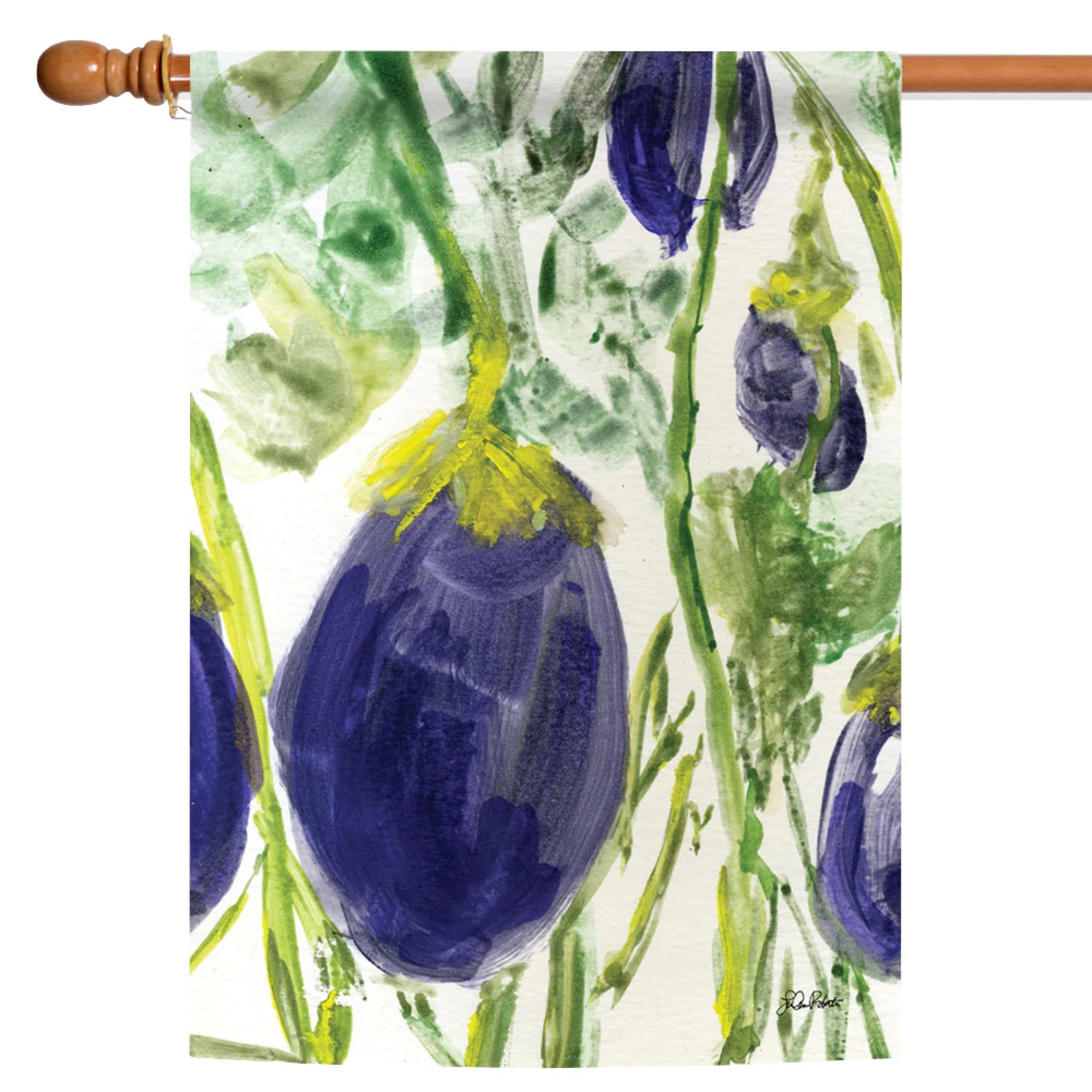 Toland Home Garden Watercolor Eggplants 28 x 40-Inch Decorative USA-Produced House Flag
